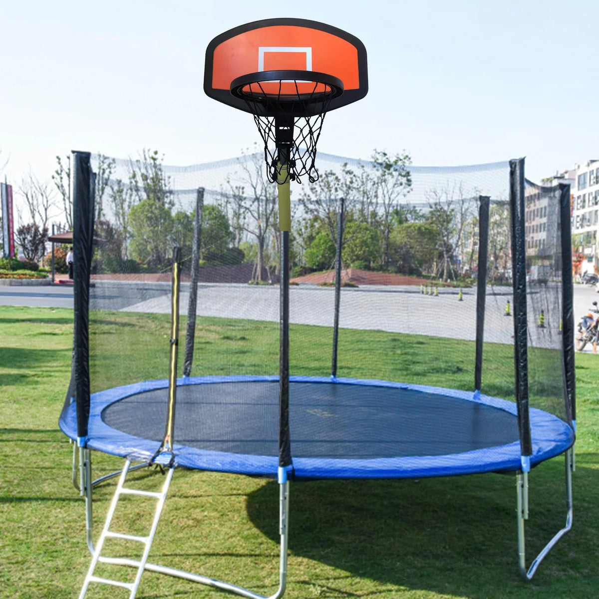 Basketball Hoop for Trampoline Backboard Toy Outdoor Sports Frame Attachment for Curved Pole F2362