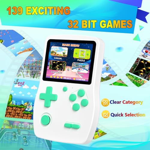 Blue Handheld Games with 3.0" IPS Screen and Rechargeable Battery M493