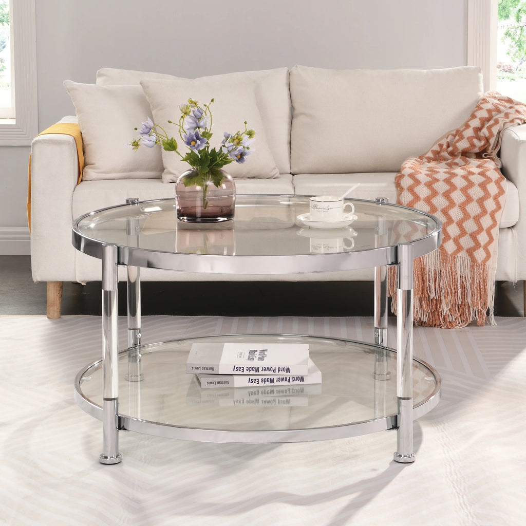 Acrylic Round Tempered Glass Coffee Table H409