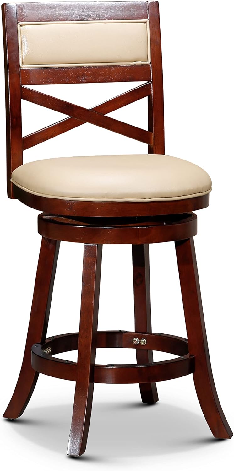 Black Leather Seat Swivel Stool, 24” Counter Height N1935