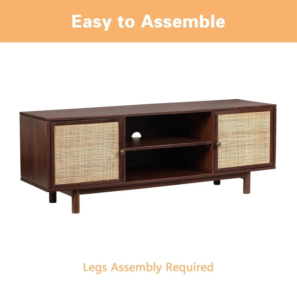55" Solid Wood TV Stand Cabinet Media Console J525399