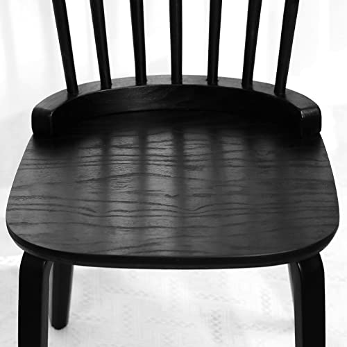 Black Solid Wood Spindle Back Dining Chairs Set of 4 A760