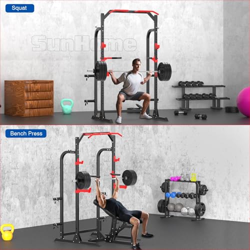 Power Cage Squat Rack with Adjustable Cable Crossover System Q8833