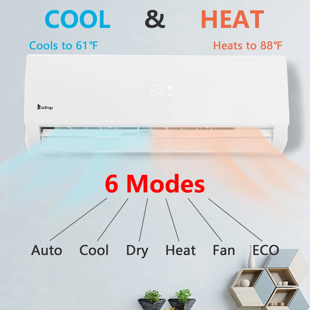 9000 BTU Wifi Enabled 19 Seer Mini Split Air Conditioner & Heater Q26113
