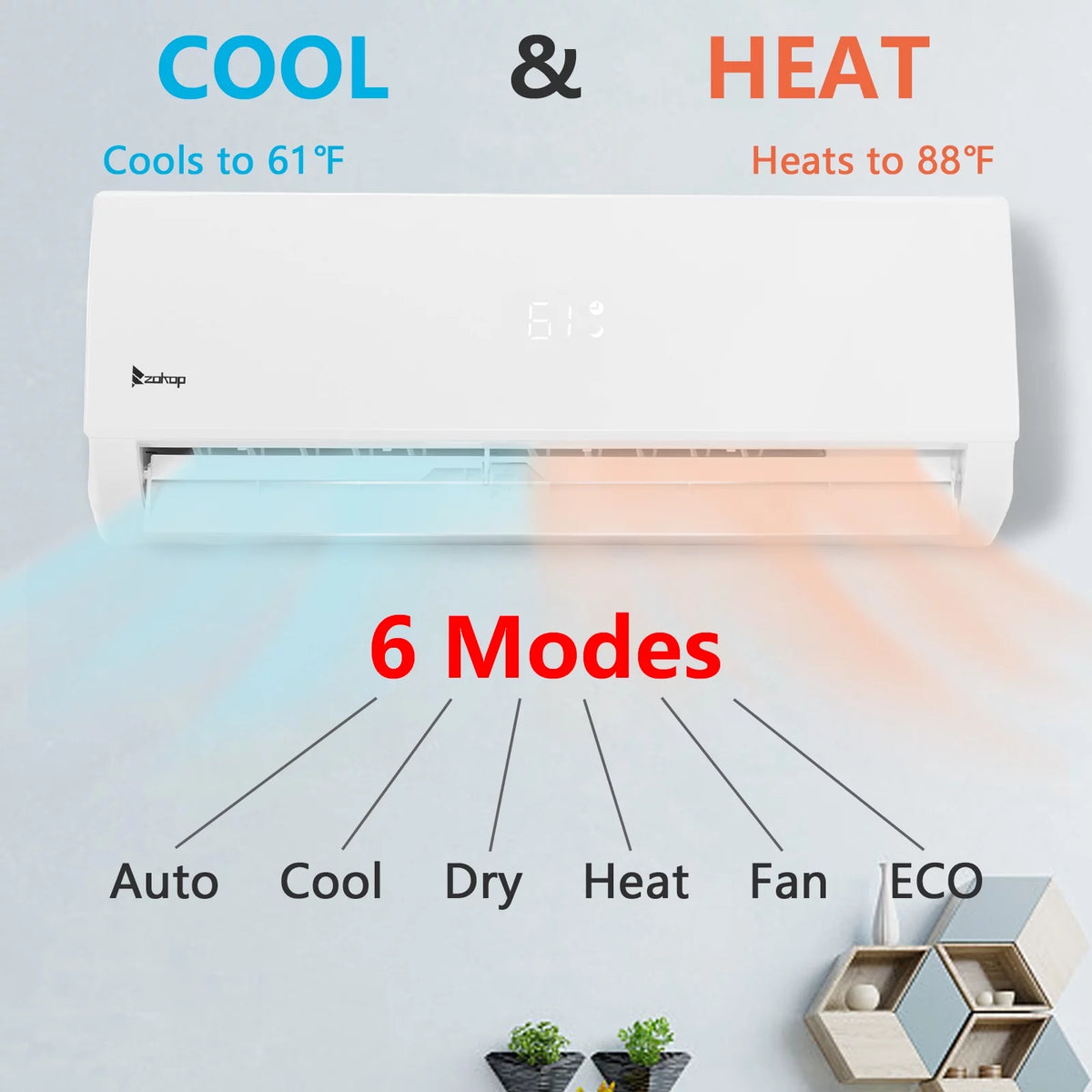 9000 BTU Wifi Enabled 19 Seer Mini Split Air Conditioner & Heater Q26113