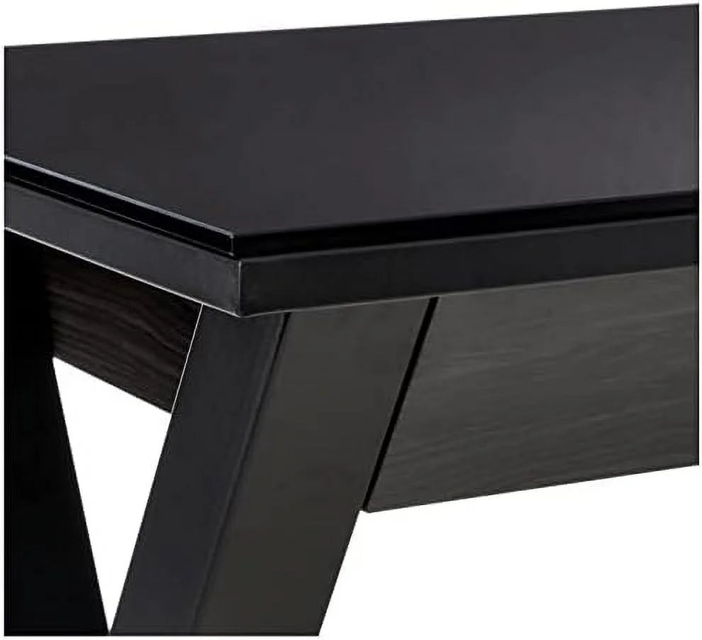 Black 48 Inch Glass Top Computer Desk J305