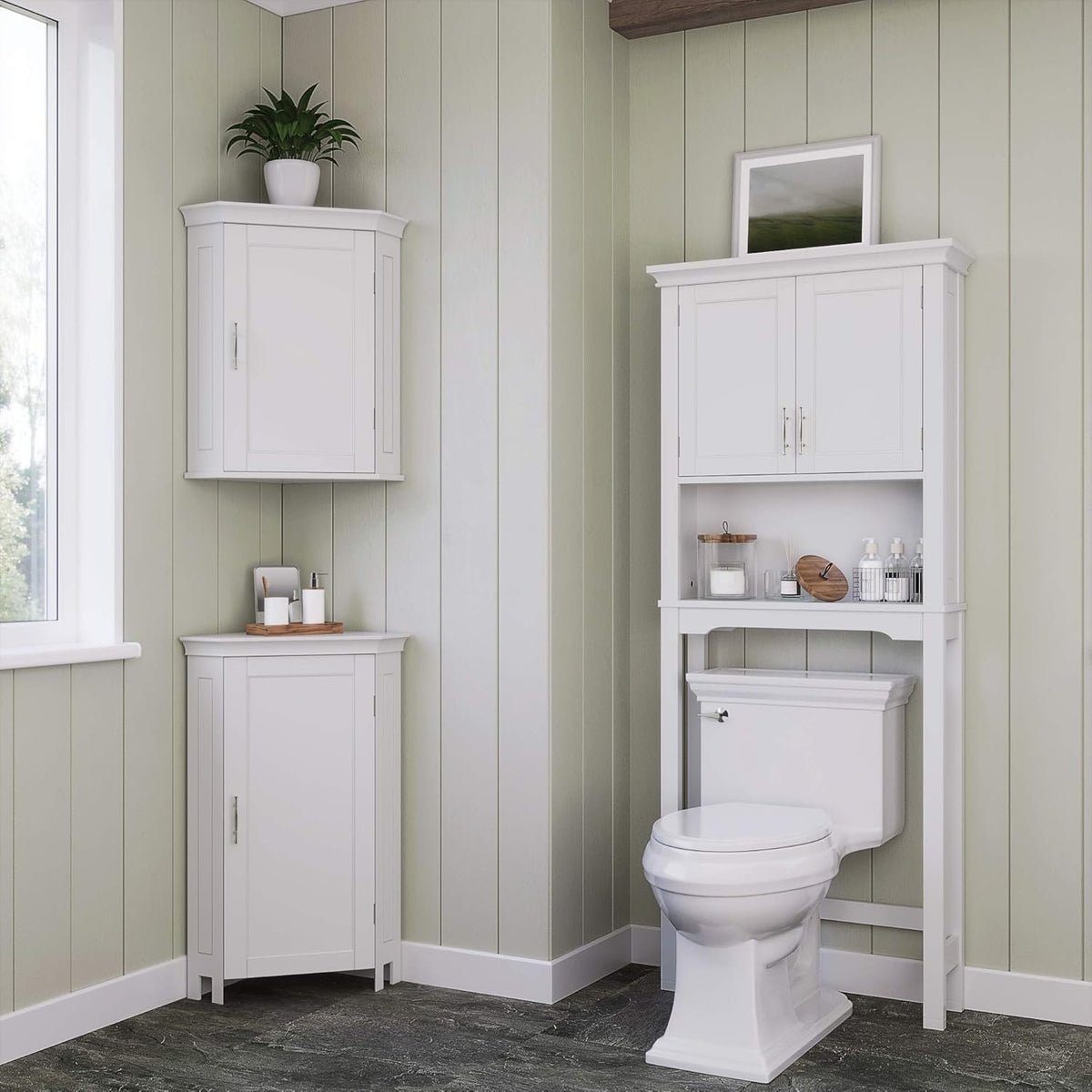 White Single Door Corner Floor Cabinet J11702