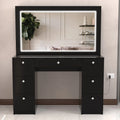 Modern Black Vanity Desk with LED Lights, 7 Drawers, Mirror X790