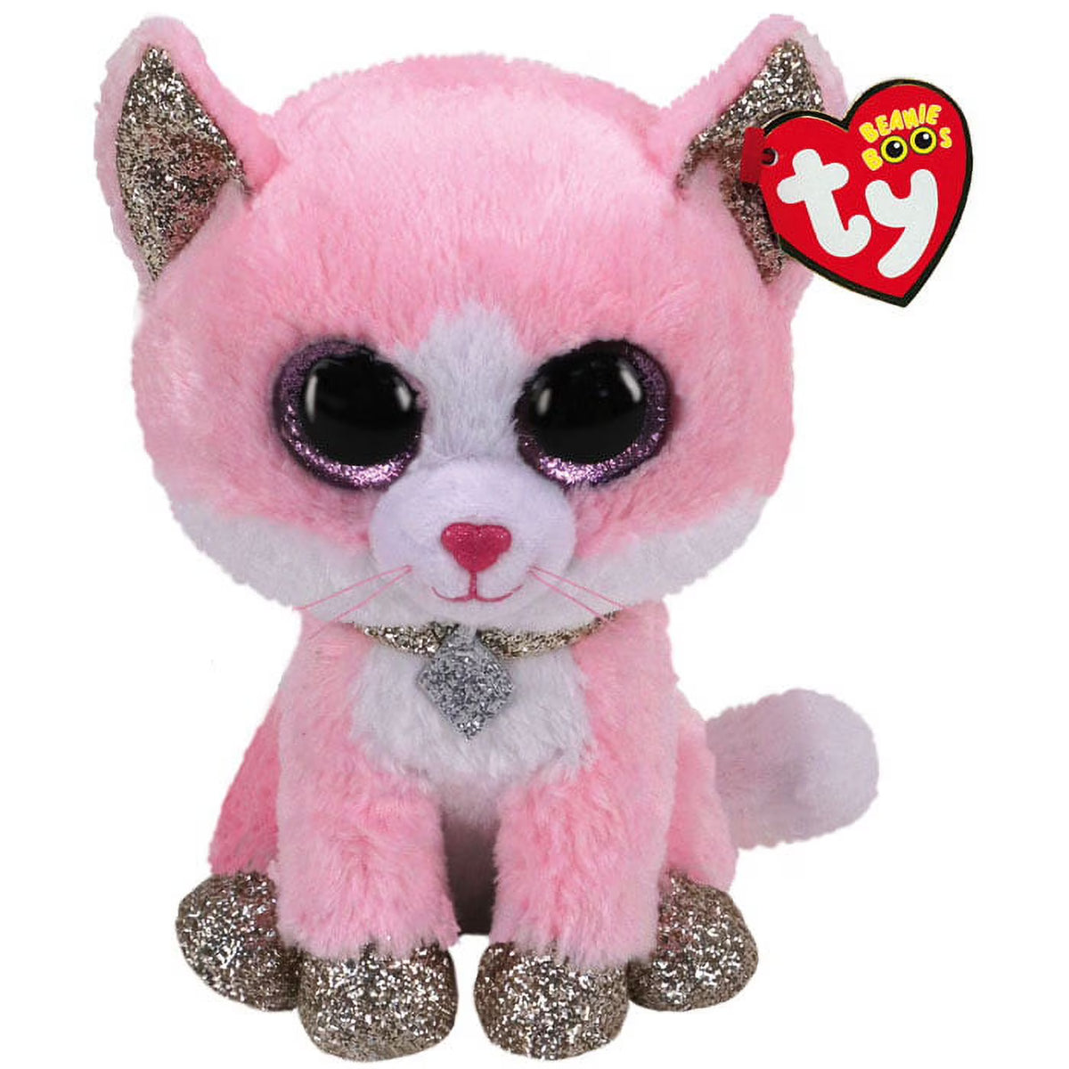 Pink Cat Glitter Eyes 9 inch E953