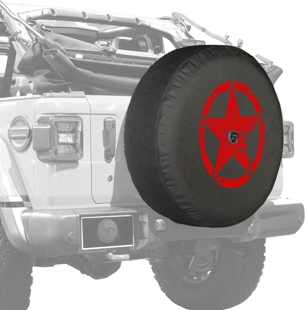 Distressed Star White Print 32 Soft Tire Cover for Jeep Wrangler JL with Back-up Camera P251762