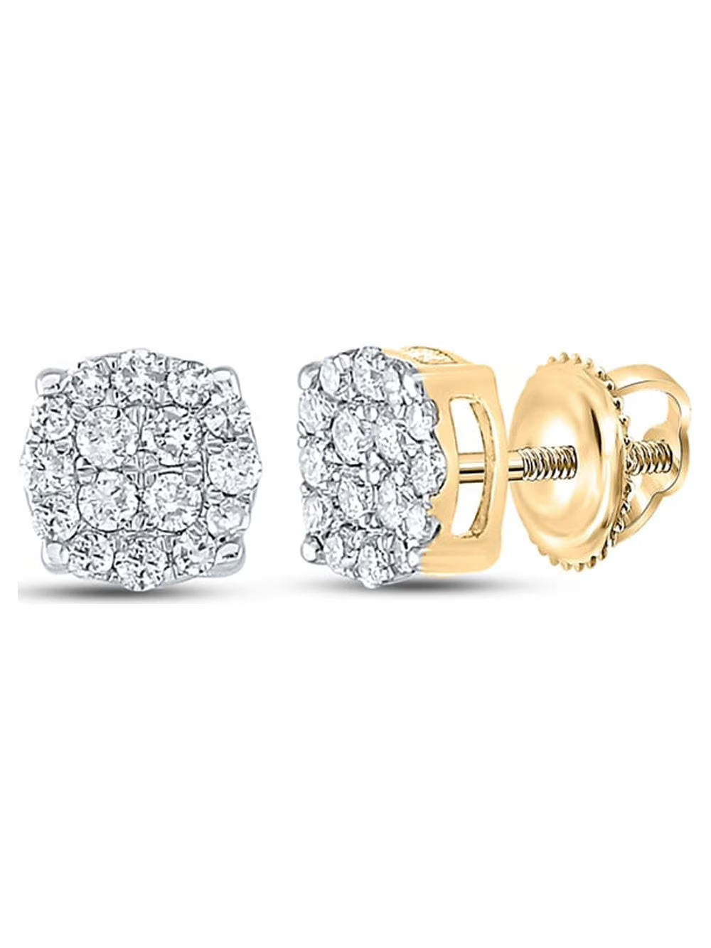 10kt Yellow Gold Mens Diamond Cluster Earrings 1/4 Cttw Z214996