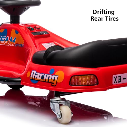 24V Electric Drifting Go Kart for Kids, 360 Degrees Rotating, Red J38297