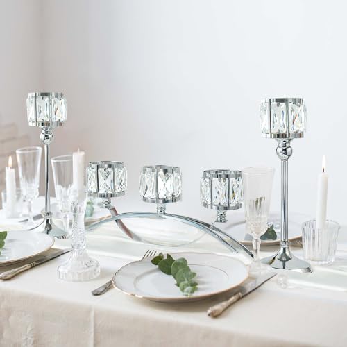 Crystal Candelabra Tealight Candle Stand Set of Black P9972