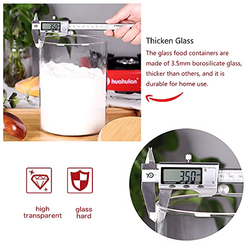 Glass Flour Container with Airtight Bamboo Lid, Large Glass Food Jar with Wooden Lid (3L) Y639486