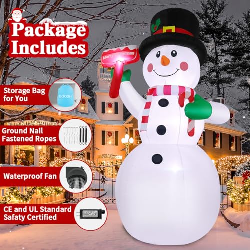 10.3 FT Christmas Inflatables Snowman with LEDs M7843