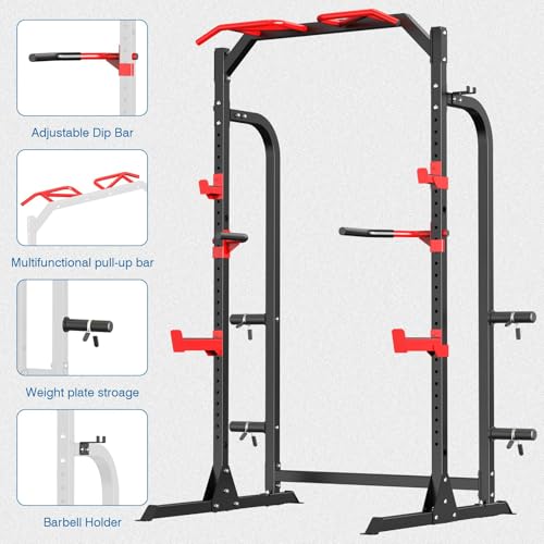Power Cage Squat Rack with Adjustable Cable Crossover System Q8833