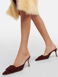 Cow Suede Belt Buckle Pointed Toe Stiletto Heel Pumps I4811