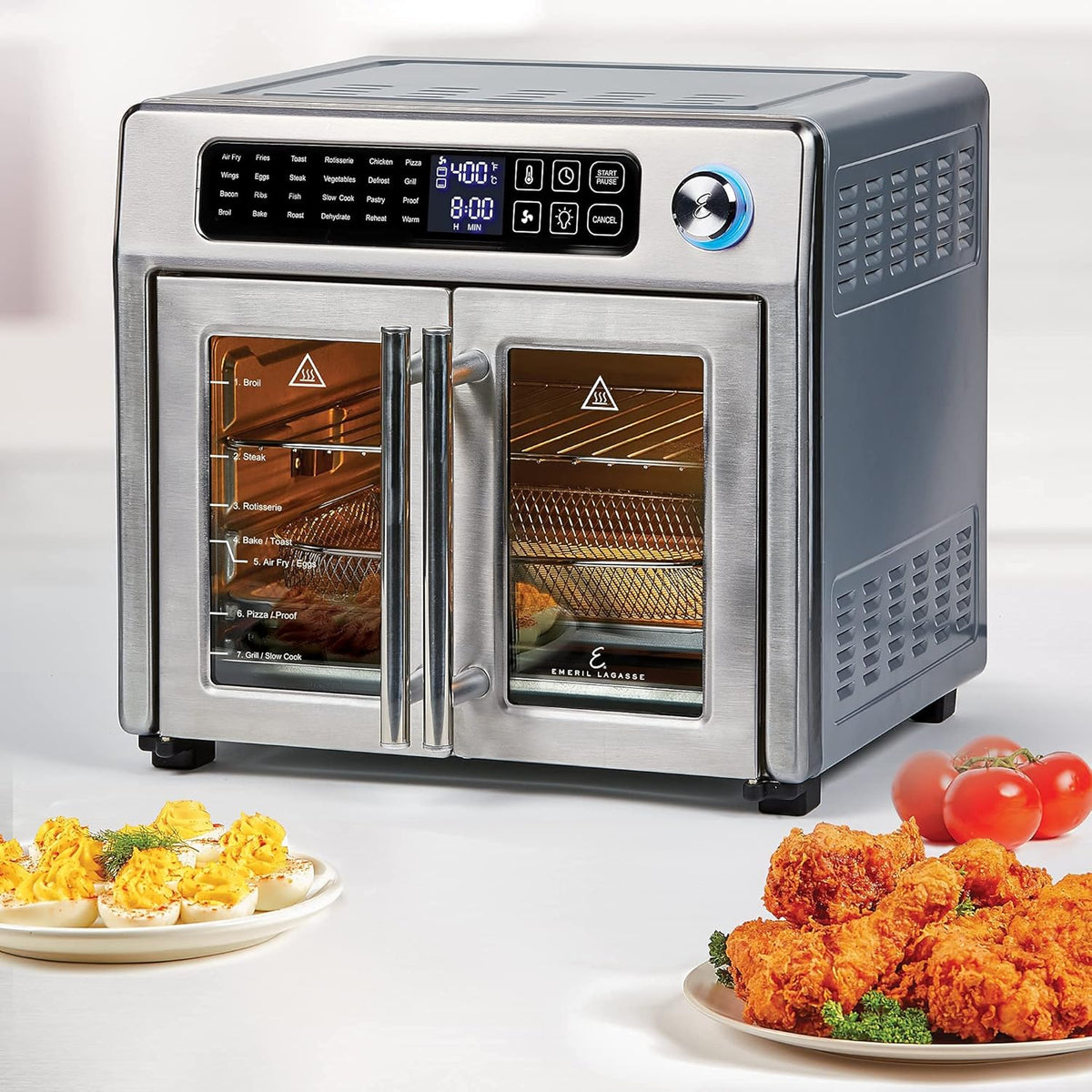 26 QT Extra Large Air Fryer Convection Toaster Oven with French Doors Stainless Steel V6371