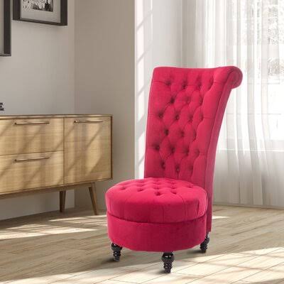 Red Tufted Velvet Balloon Chair A44254