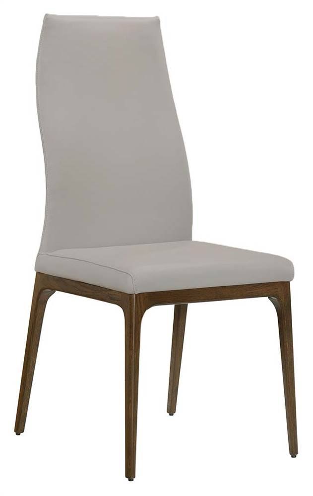 Light Gray Leather Dining Chair with Walnut Wood Legs Q225268