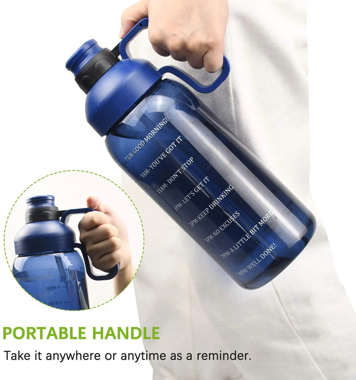 64 Oz Water Bottle With Straw and Time Marker V643