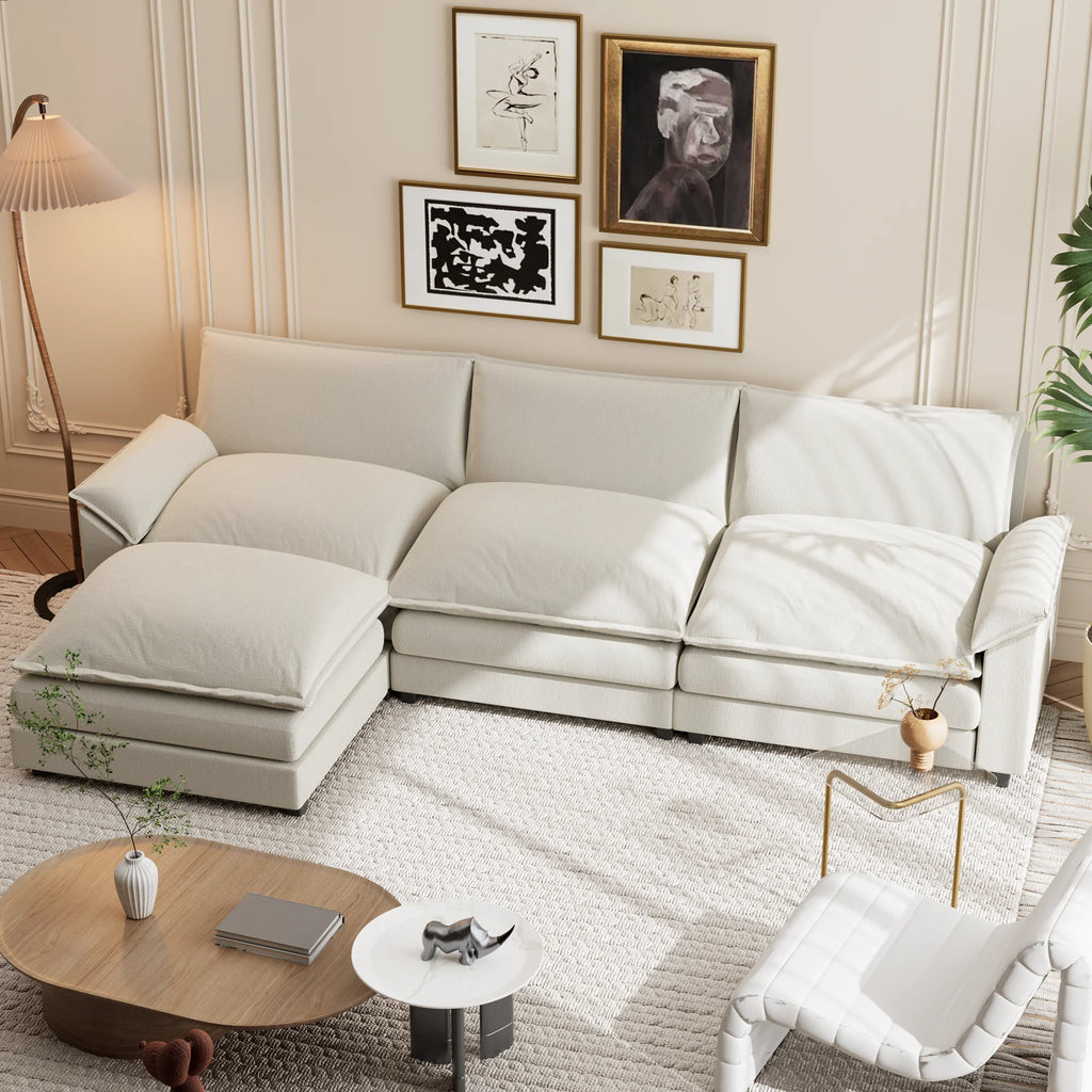 Gray L-shaped Sectional Sofa with Reversible Chair B655
