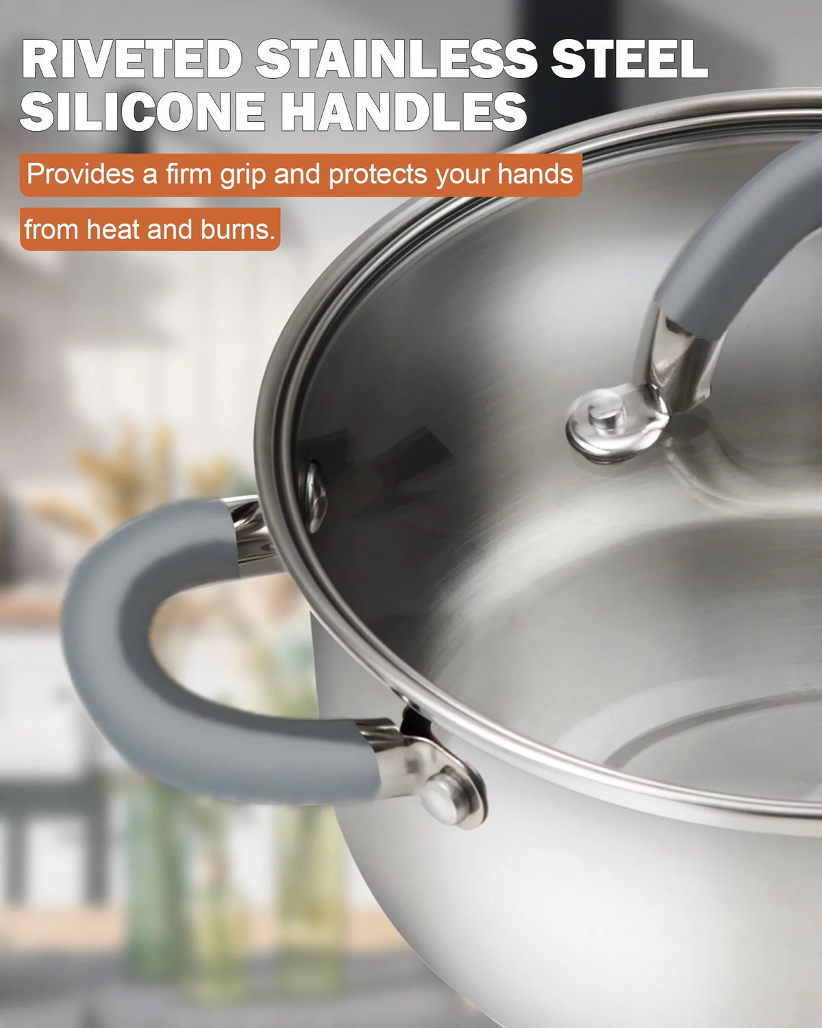 12-Piece Stainless Steel Cookware Set with Silicone Handles U9414