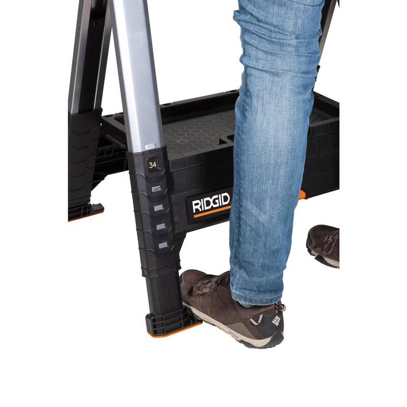 32 in. Polypropylene Folding Sawhorse with Adjustable Metal Legs Y4418