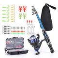 Telescopic Fishing Rod Reel Combo with Hooks Soft Lures Swivels Storage Bag D627585