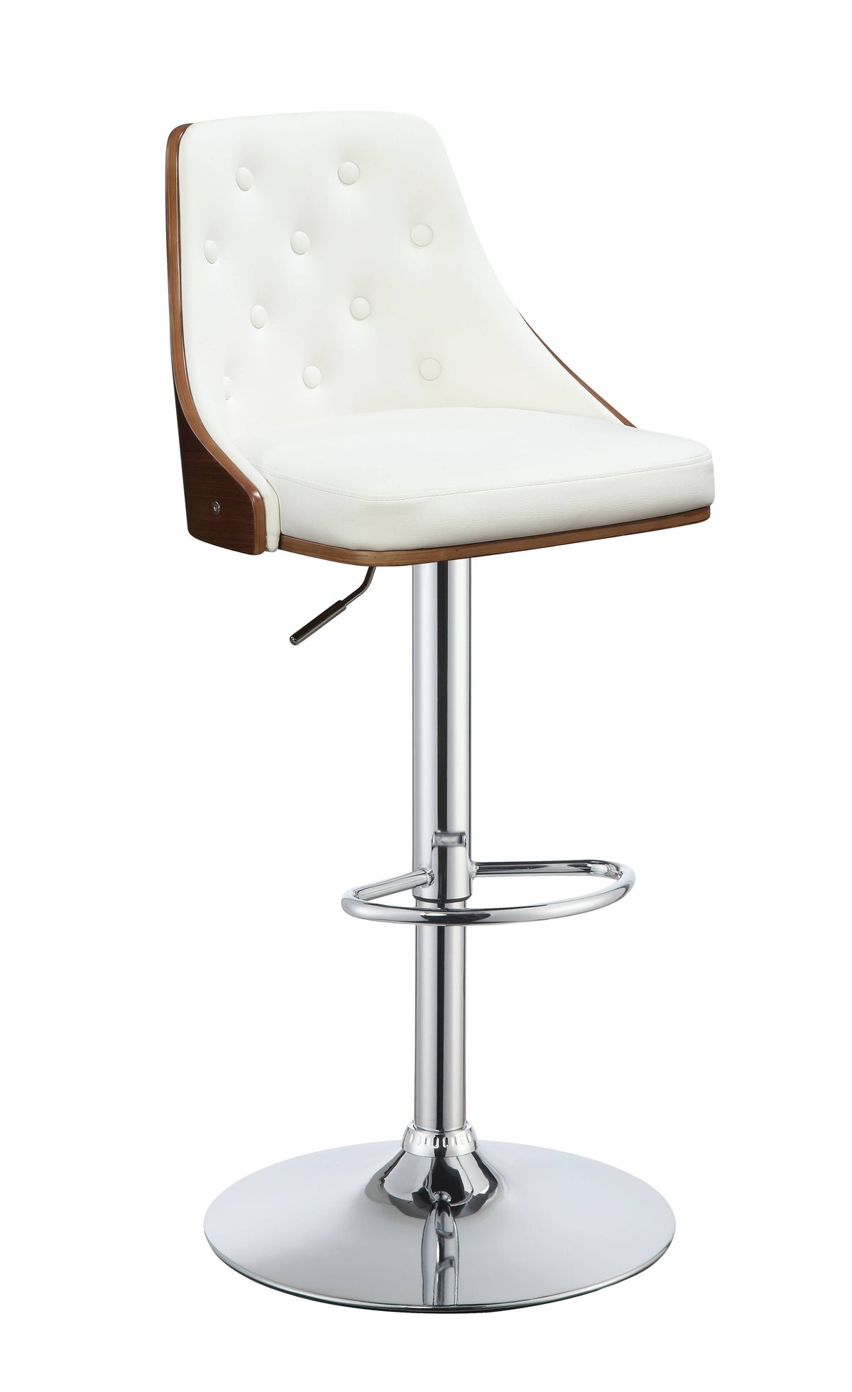 White PU Walnut Swivel Adjustable Stool D537444
