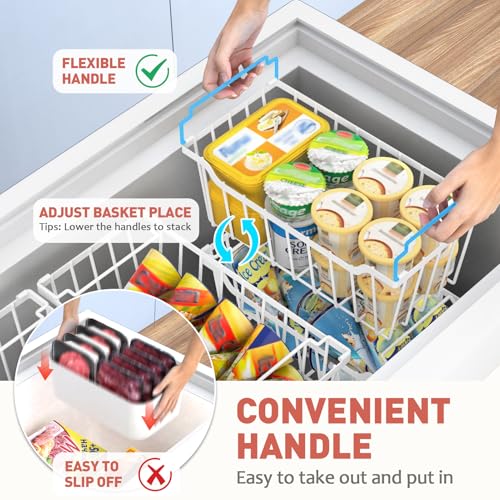 4 Pack Stackable Freezer Organizer Bins with Foldable Handle O6182