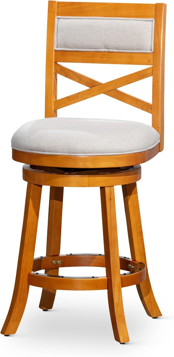 Black Leather Seat Swivel Stool, 24” Counter Height N1935