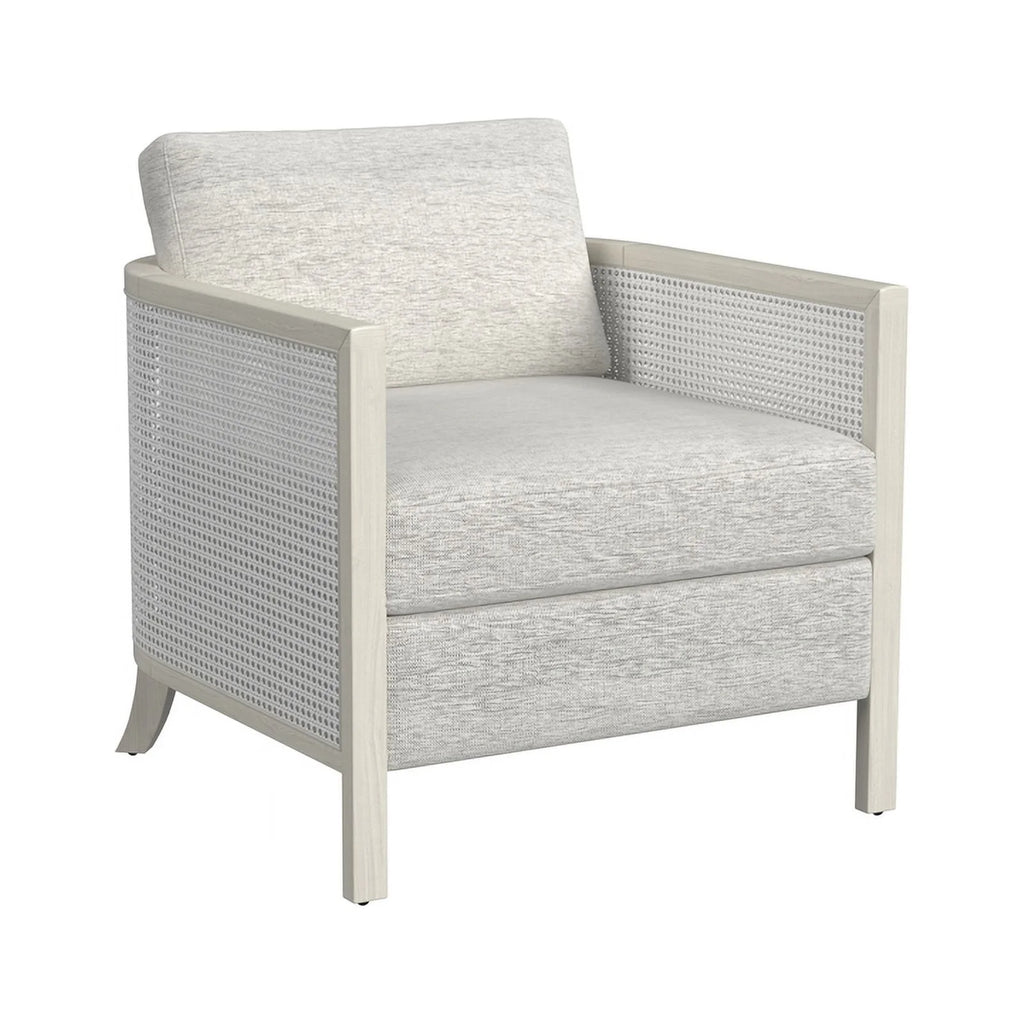 Hand Brushed White Wood and Fabric Accent Chair B1785
