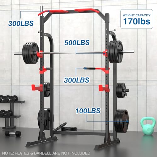 Power Cage Squat Rack with Adjustable Cable Crossover System Q8833