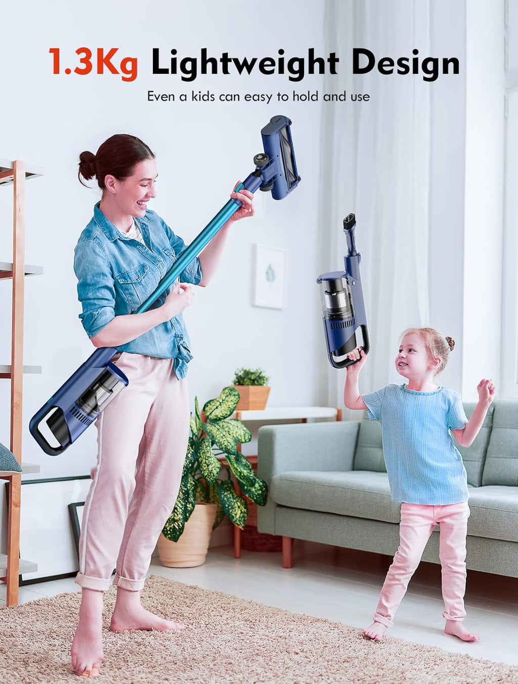 Cordless Stick Vacuum with 40Mins Runtime, 2.86lbs Lightweight B7146