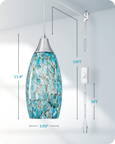 Glass Plug in Pendant Light with Handcrafted Art Glass Shade N253347