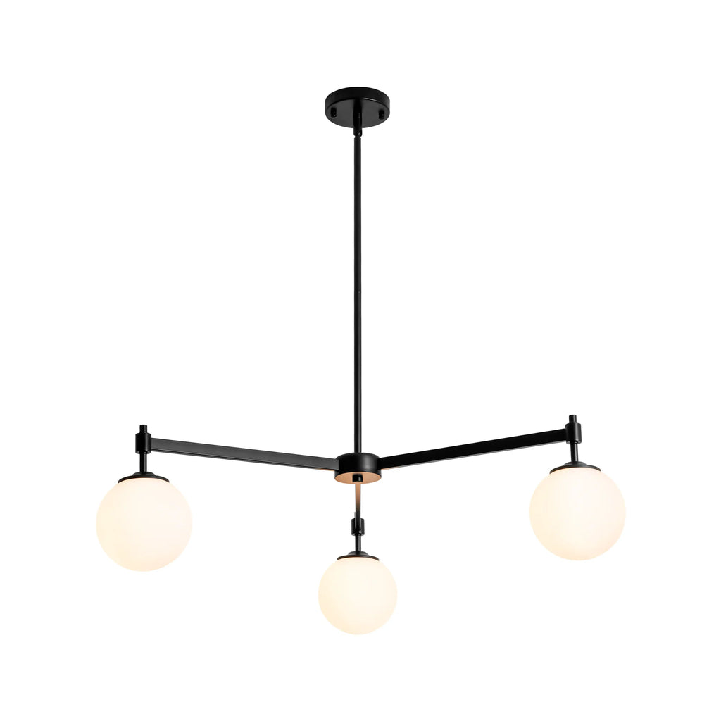 3-Light Dimmable Glass Globe Chandelier J6165