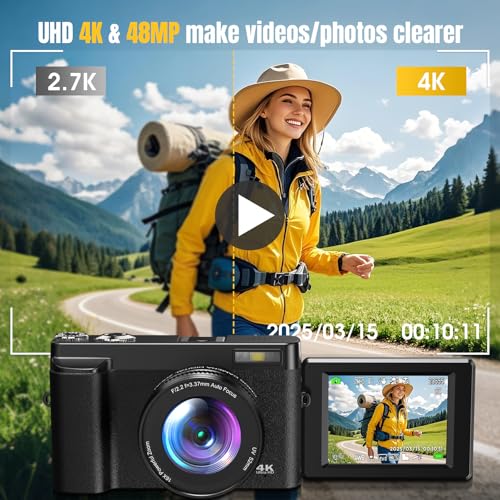48MP 4K Digital Camera with 16X Zoom and Flip Screen Q1443
