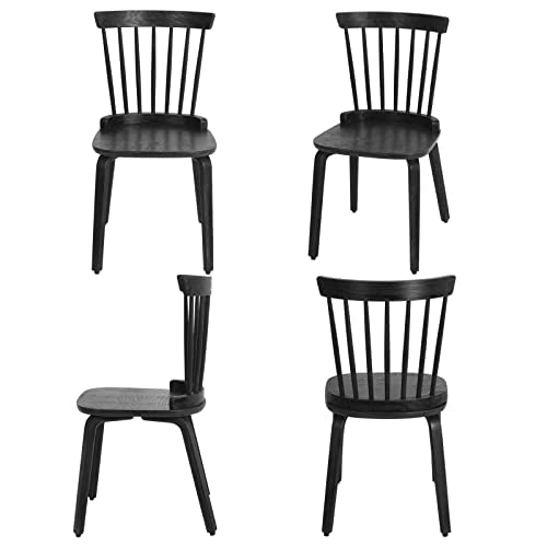 Black Solid Wood Spindle Back Dining Chairs Set of 4 A760