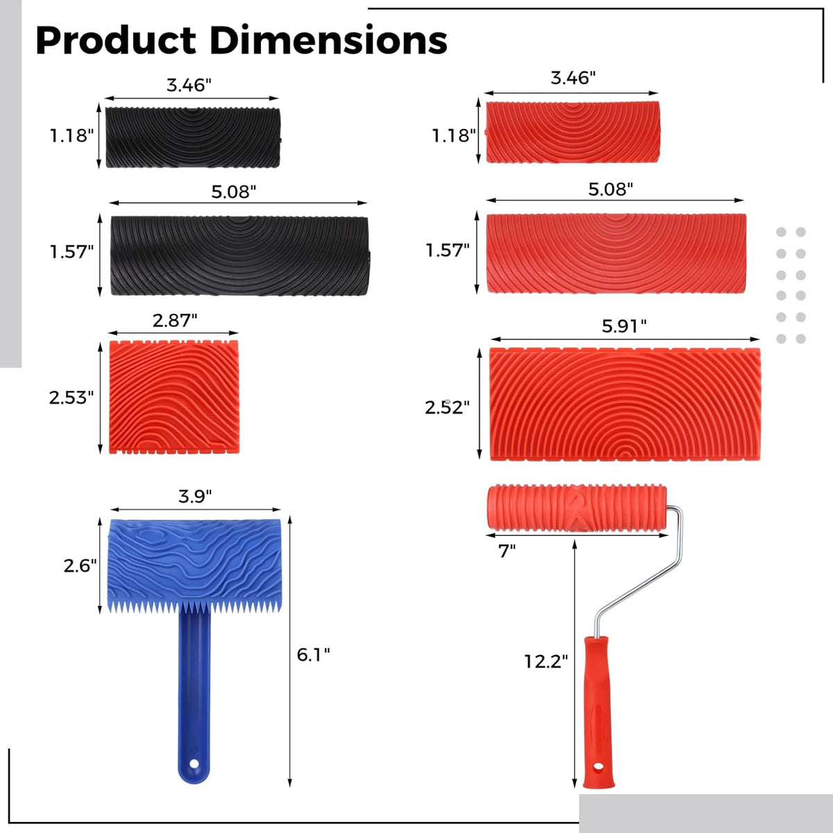 8PCS Wood Grain Painting Tool Set with Handle Y706