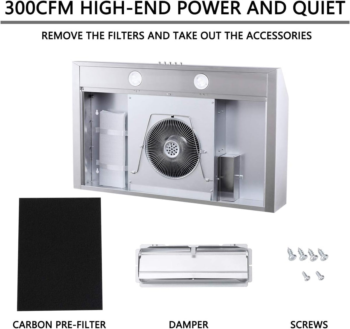 30 inch Stainless Steel Under Cabinet Range Hood with LED Lighting R697