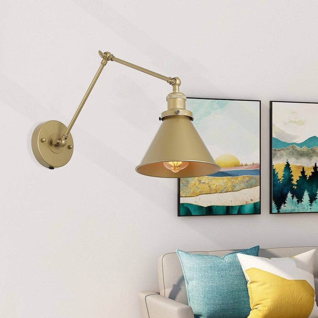 Adjustable Gold Swing Arm Plug-In Wall Lamp F4820