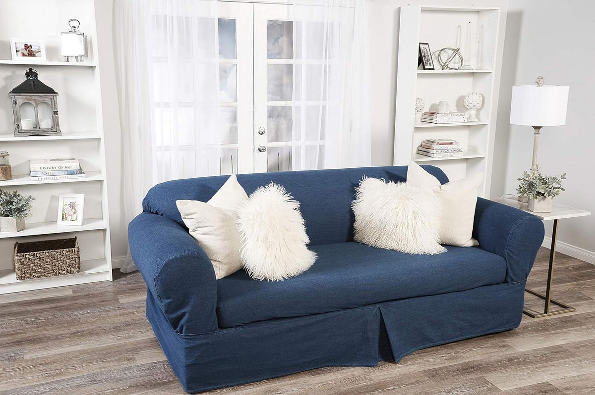 Blue Cotton Denim Sofa Slipcover Y772