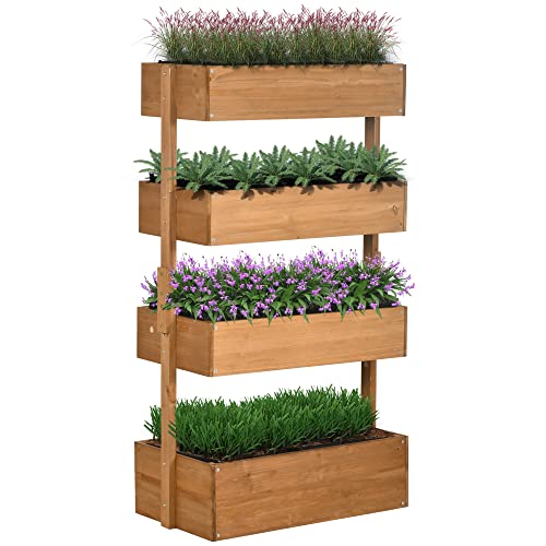 Gray Wooden 4 Tier Planter Box H28744