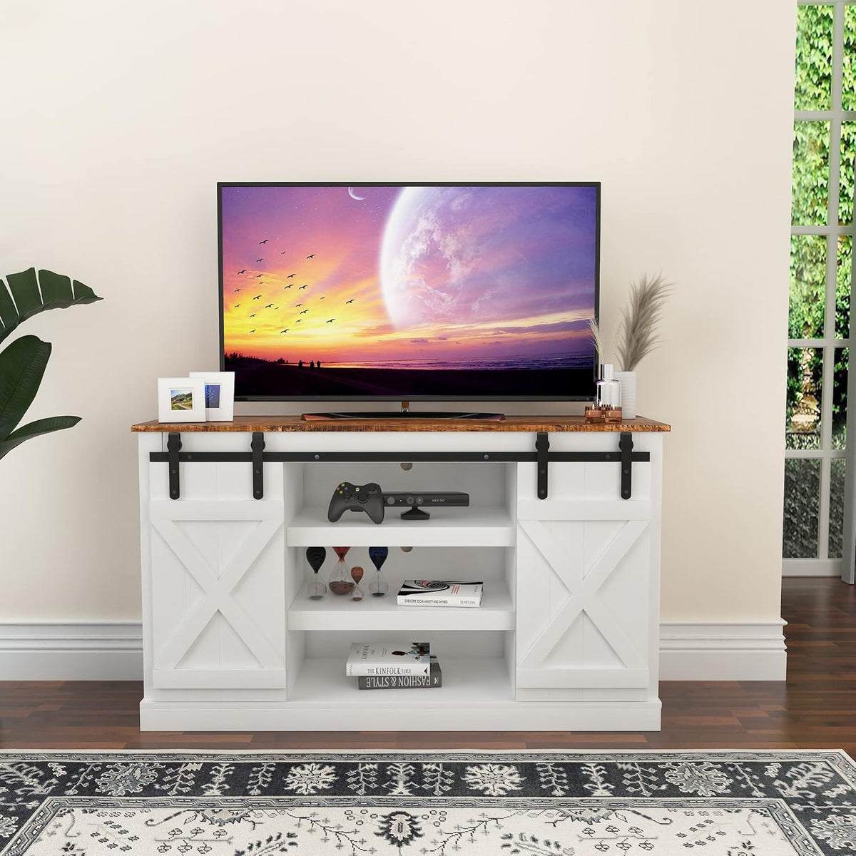 Dark Brown Wood Grain TV Stand S7628