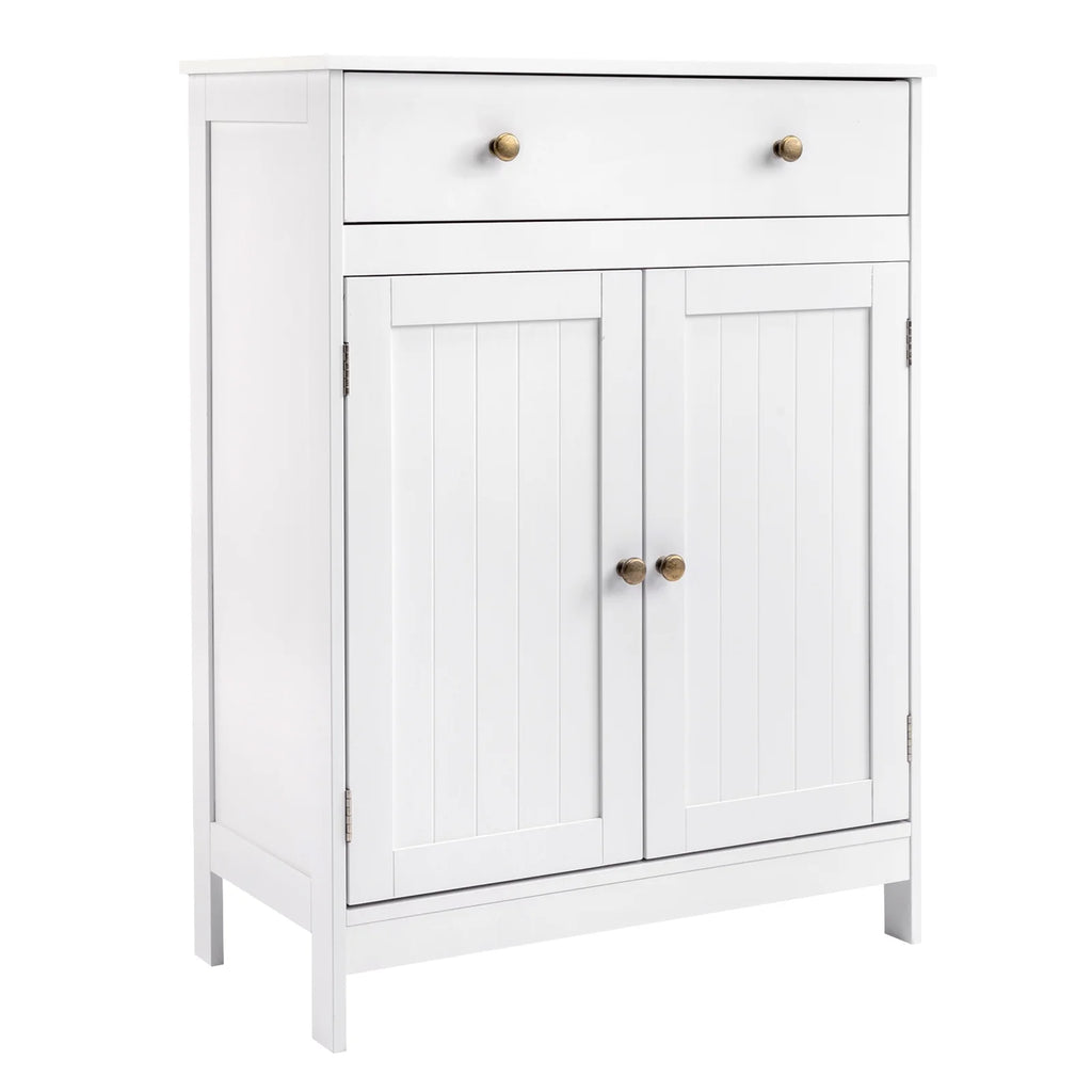 White Freestanding Bathroom Floor Cabinet with Drawer and 2 Doors P3473