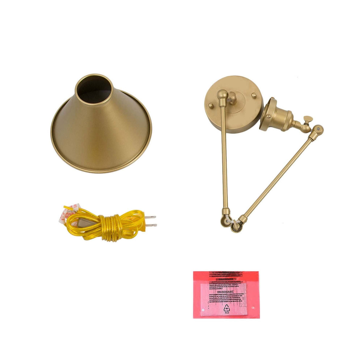 Adjustable Gold Swing Arm Plug-In Wall Lamp F4820