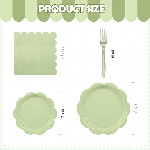 400 Pcs Ivory Paper Plates and Napkins Set Disposable Scalloped Plates Napkins Knives Forks Spoons Cups E95927