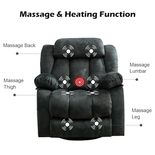 Grey Fabric Manual Swivel Rocker Recliner Chair I213