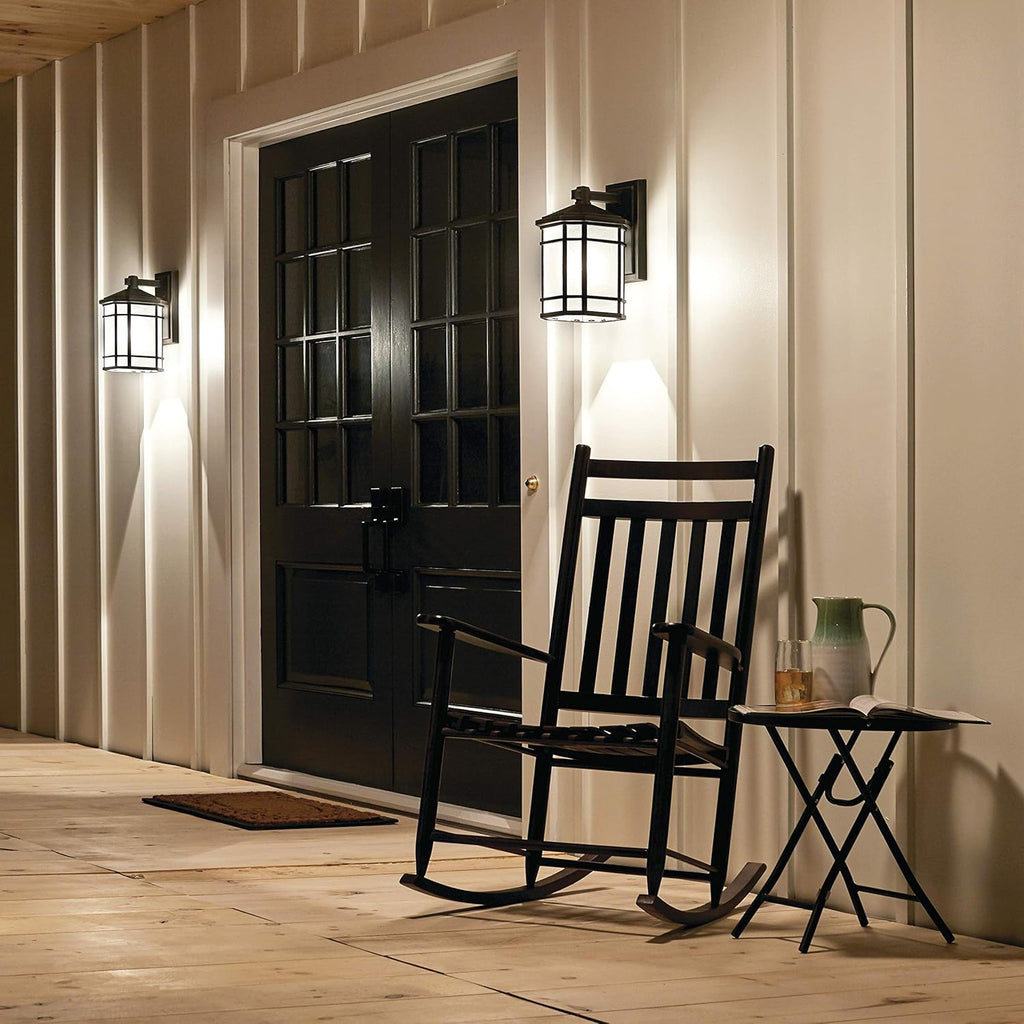 1 Light Outdoor Wall Light with Etched Linen Glass U40649